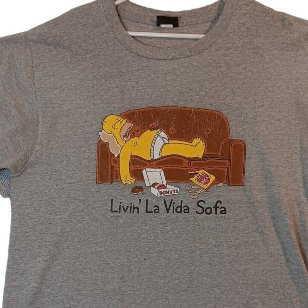 The Simpsons T Shirt Livin La Vida Sofa Mens XL Grey Homer‎ Simpson Vintage USA